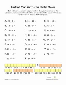 Subtraction Practice Sheet
