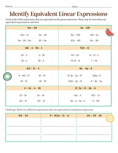 Identify Equivalent Linear Expressions