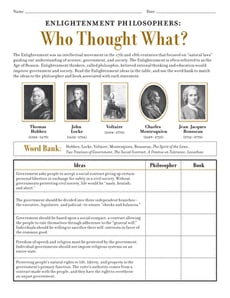 Enlightenment Philosophers: Who Thought What?