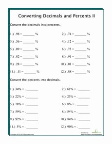 Converting Percents to Decimals