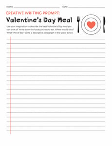 Creative Writing Prompt: Valentine's Day Meal