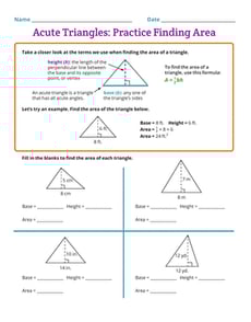 Acute Triangles: Practice Finding Area