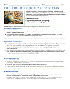 Exploring Economic Systems 