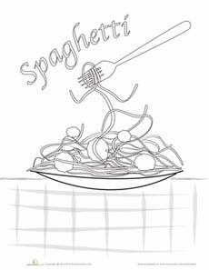 Spaghetti Coloring Page
