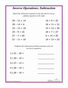 Inverse Operations: Subtraction