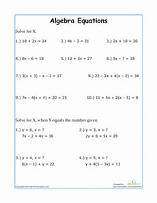 Practice Algebra Equations
