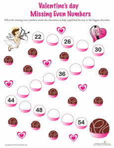 Valentine Math: Even Numbers