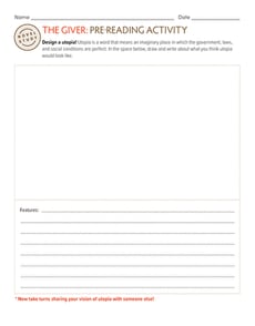 Novel Study: The Giver: Pre-Reading Activity
