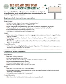 Novel Study: The One and Only Ivan: Discussion Guide #2