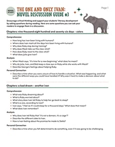 Novel Study: The One and Only Ivan: Discussion Guide #3