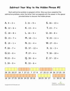 Subtraction Practice Sheet #2
