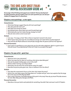 Novel Study: The One and Only Ivan: Discussion Guide #4