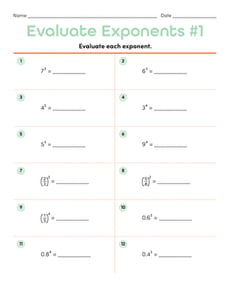 Evaluate Exponents #1