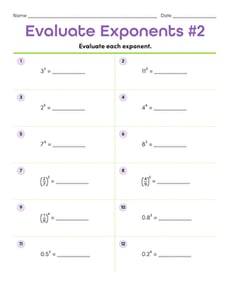 Evaluate Exponents #2