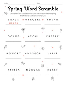 Spring Word Scramble