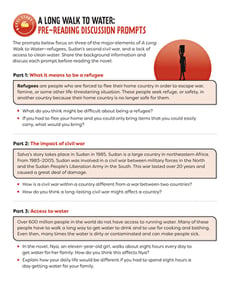 Novel Study: A Long Walk to Water: Pre-Reading Activity