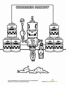 Worker Robot Coloring Page