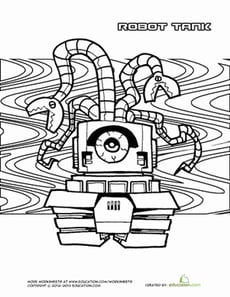 Robot Tank Coloring Page