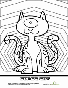 Space Cat Coloring Page