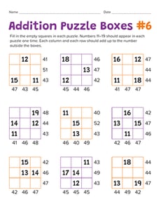 Addition Math Puzzles #6