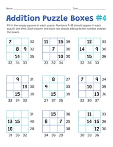 Addition Math Puzzles #7
