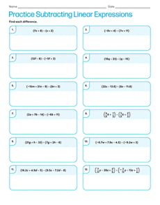 Practice Subtracting Linear Expressions