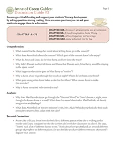 Novel Study: Anne of Green Gables: Discussion Guide #3