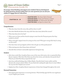 Novel Study: Anne of Green Gables: Discussion Guide #4