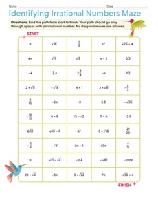 Identifying Irrational Numbers Maze