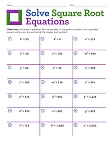 Solve Square Root Equations