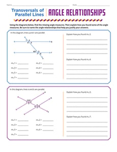 Transversals of Parallel Lines: Angle Relationships