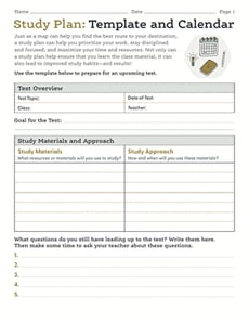 Study Plan: Template and Calendar