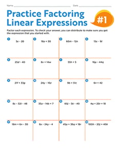Practice Factoring Linear Expressions #1
