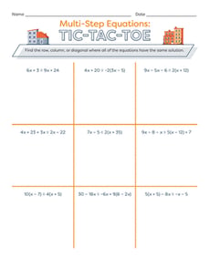Multi-Step Equations: Tic-Tac-Toe