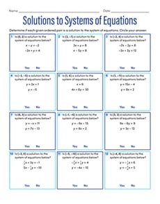 Solutions to Systems of Equations