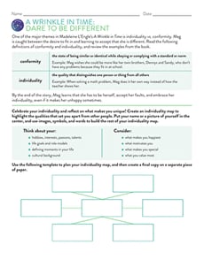 Novel Study: A Wrinkle in Time: Dare to Be Different
