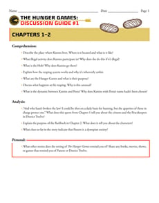 Novel Study: The Hunger Games: Discussion Guide #1