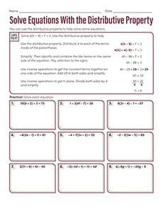 Solve Equations With the Distributive Property