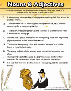 Thanksgiving Parts of Speech