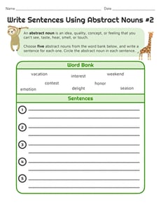 Write Sentences Using Abstract Nouns #2