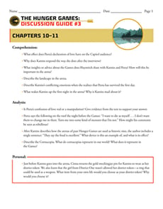 Novel Study: The Hunger Games: Discussion Guide #3
