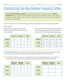 Constructing Two-Way Relative Frequency Tables