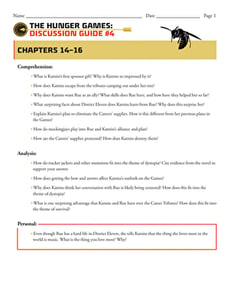Novel Study: The Hunger Games: Discussion Guide #4