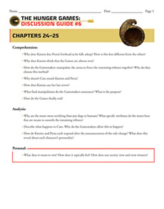 Novel Study: The Hunger Games: Discussion Guide #6
