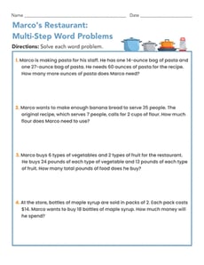 Marco’s Kitchen: Multi-Step Word Problems