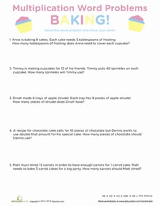 Baking Multiplication Word Problems