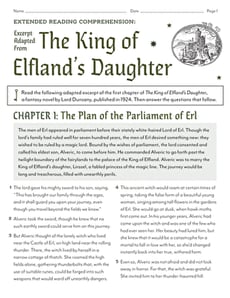 Extended Reading Comprehension: Excerpt Adapted From 'The King of Elfland’s Daughter'
