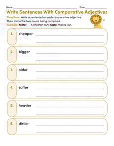Write Sentences With Comparative Adjectives