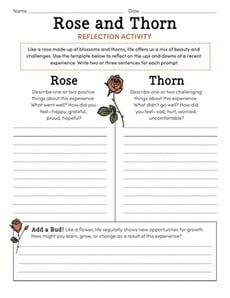 Rose and Thorn Reflection Activity