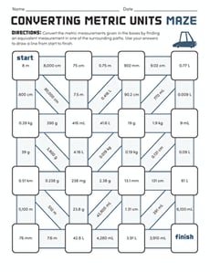 Converting Metric Units Maze
